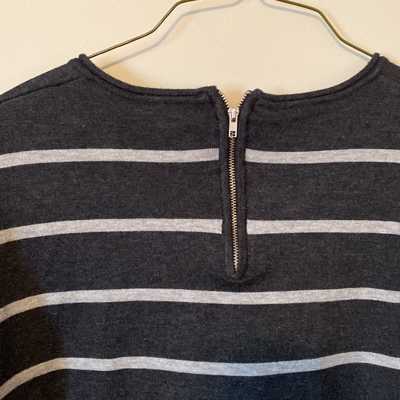Sweater size medium super soft. Gray with white and blue stripes. - Picture 6 of 6